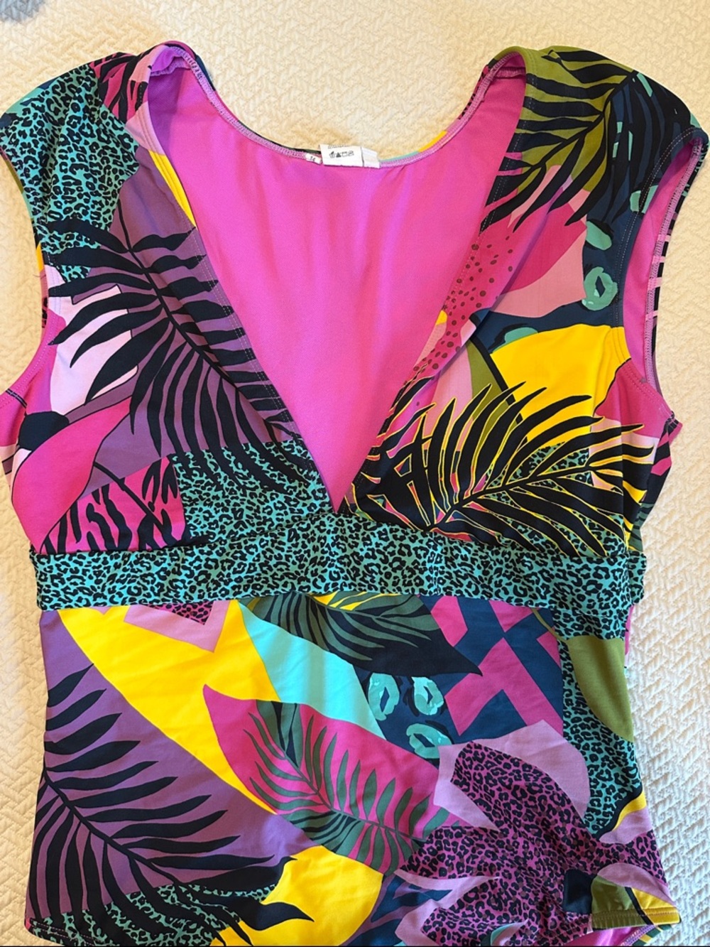 Bleu Rod Beattie Pink Tropical One-Piece with Multicolor Trim - Picture 2 of 5